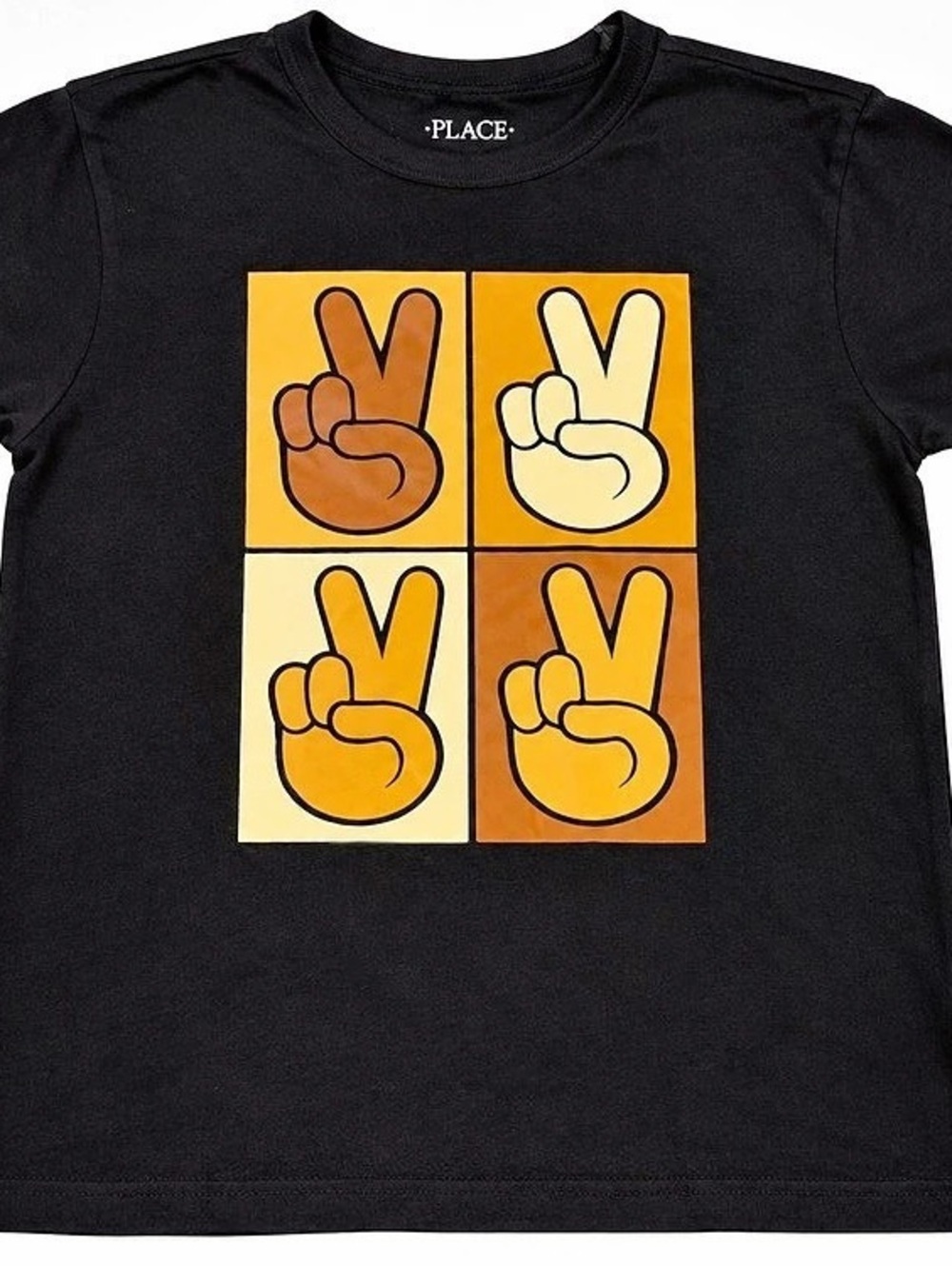 The Children’s Place Black Peace Sign Graphic Tee Kids M 7/8